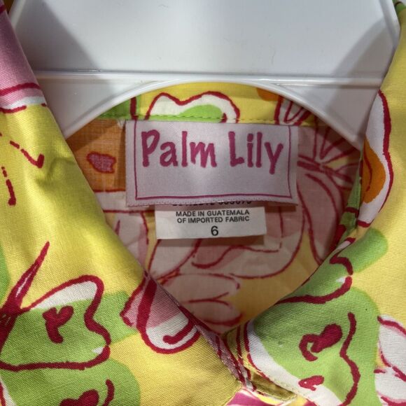 PALM LILY DRESS WOMENS 6 FLORAL BUTTON COLLARED ALL OVER PRINT SLEEVELESS FLOWER - Picture 6 of 13